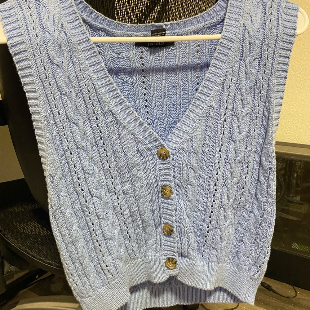 Forever 21 Lavender Cable Knit Cardigan Vest